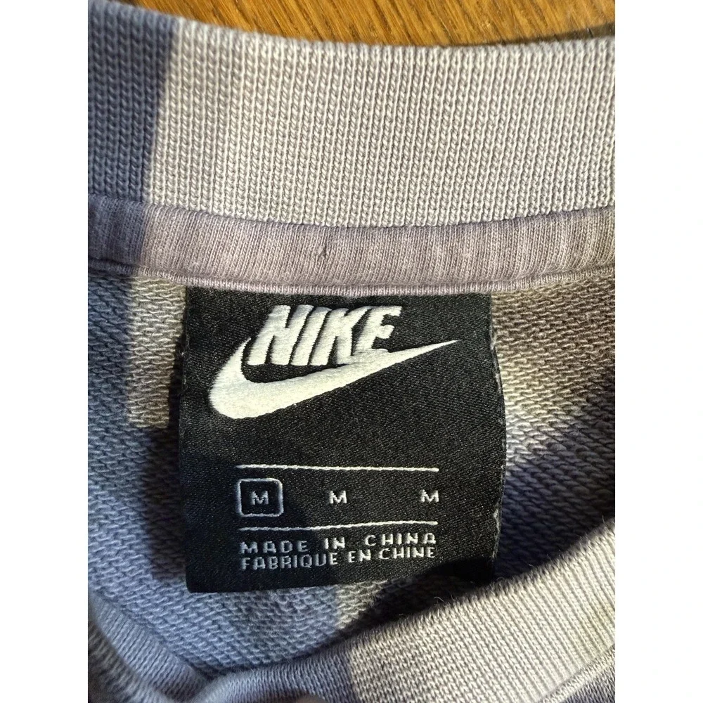 Nike Tie‎ Dye Crewneck Sweatshirt Mens M Gray Black Blue Big Logo Back Swoosh